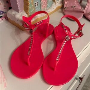 Hot Pink Guess Jelly Rhinestone Sandals